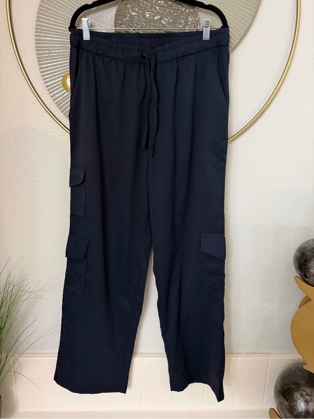 Zara Dark Blue Cargo Drawstring Trousers